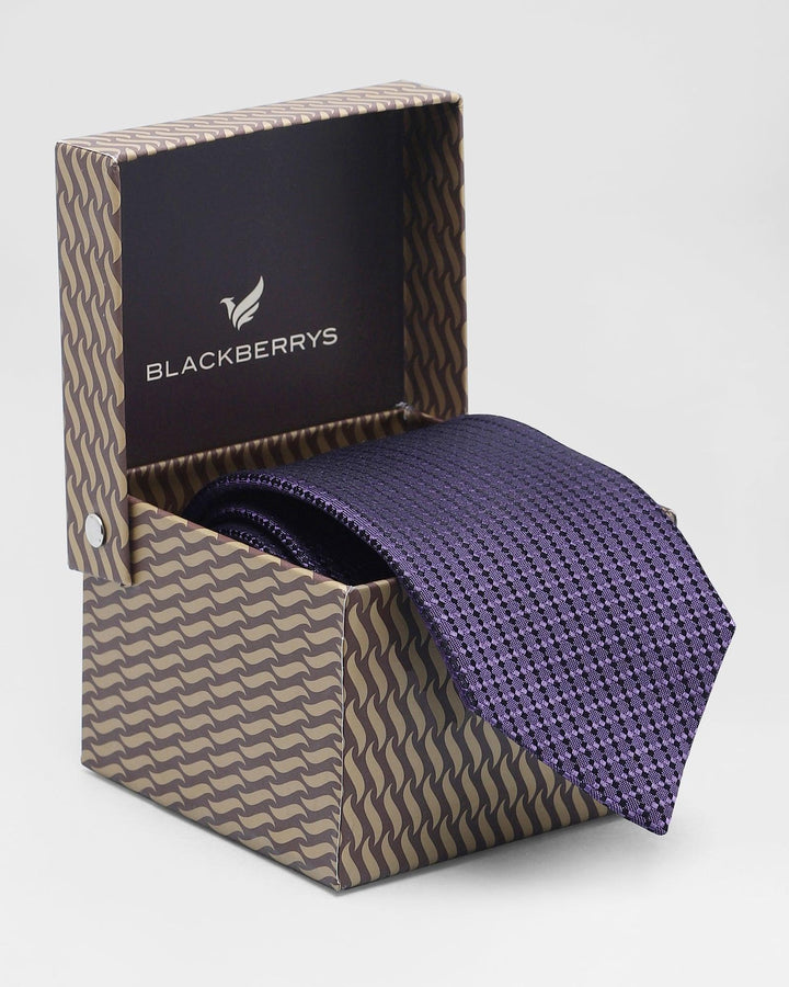 Silk Purple Printed Tie - Rugby