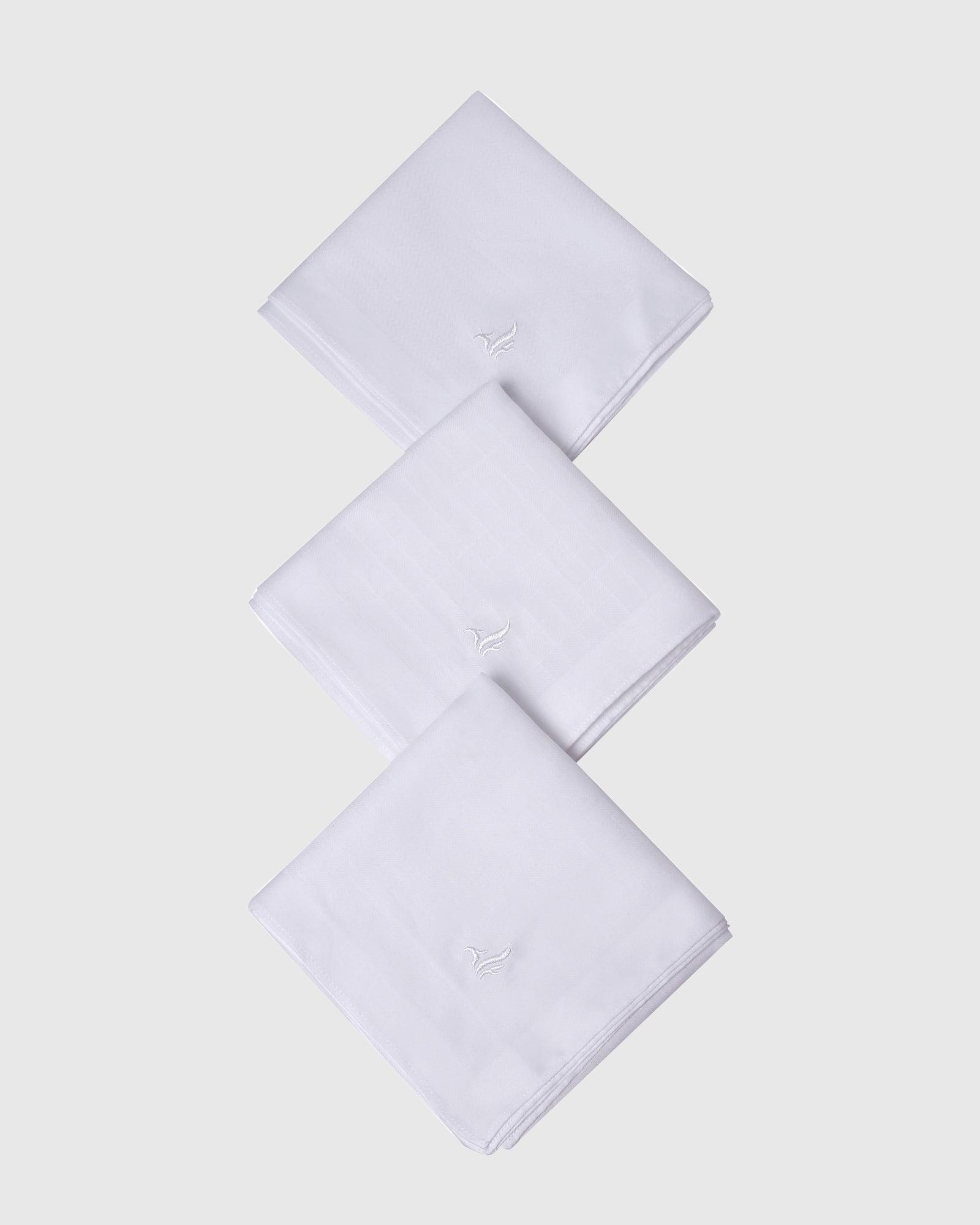 Cotton White Printed Handkerchief - Roy