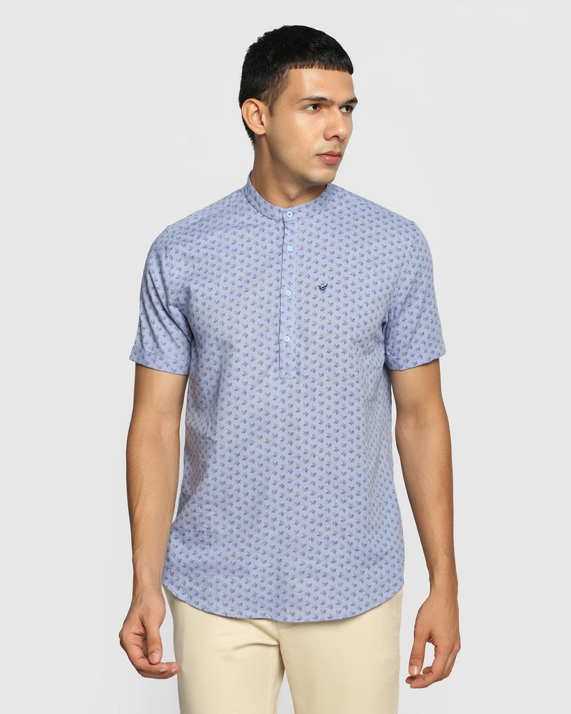 Formal Half Sleeve Blue Printed Shirt - Akio