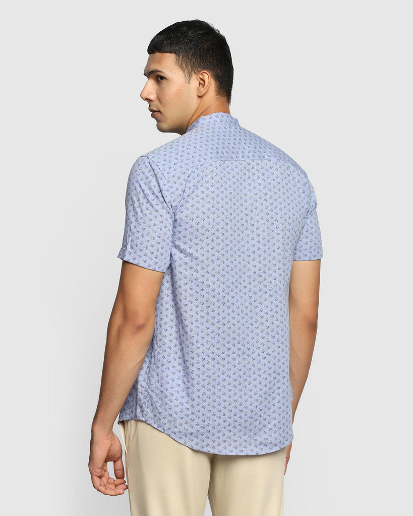 Formal Half Sleeve Blue Printed Shirt - Akio