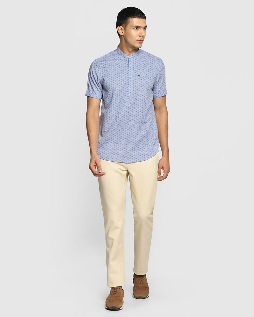 Formal Half Sleeve Blue Printed Shirt - Akio