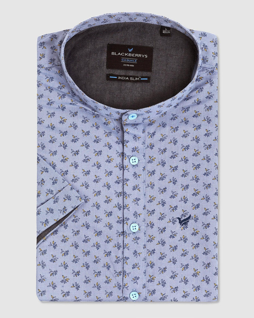 Formal Half Sleeve Blue Printed Shirt - Akio