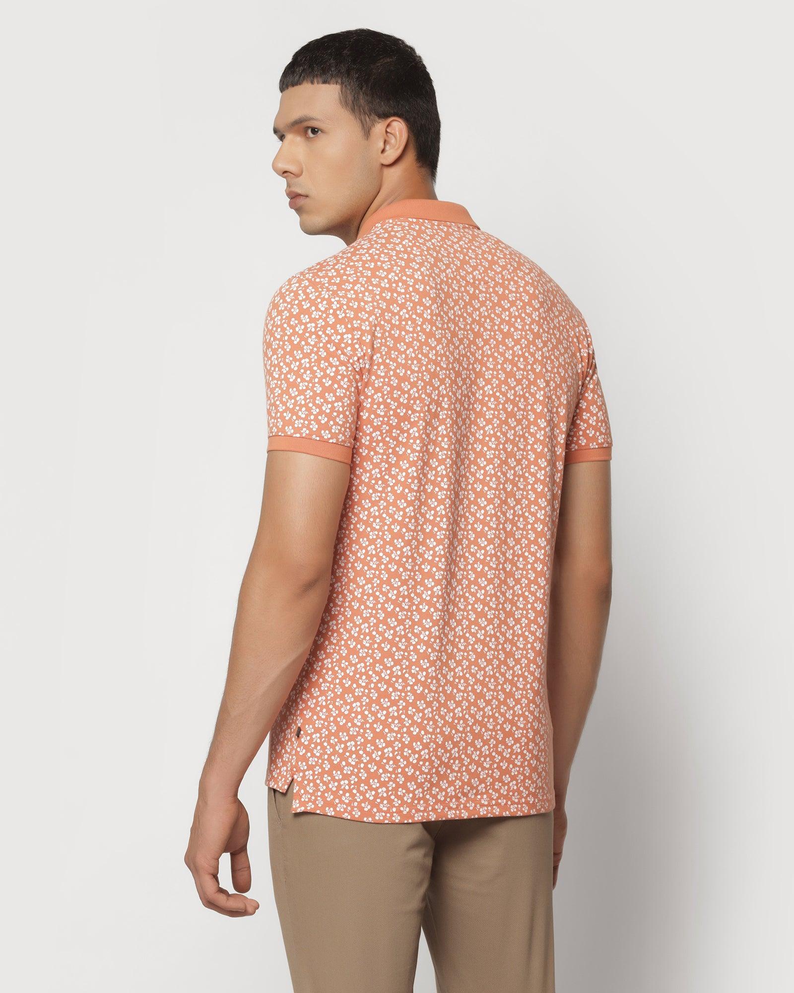 Printed Polo T Shirt In Bright Orange (Jane) - Blackberrys