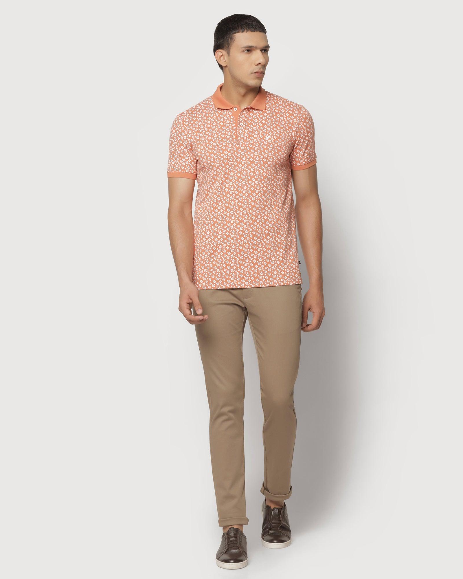 Printed Polo T Shirt In Bright Orange (Jane) - Blackberrys