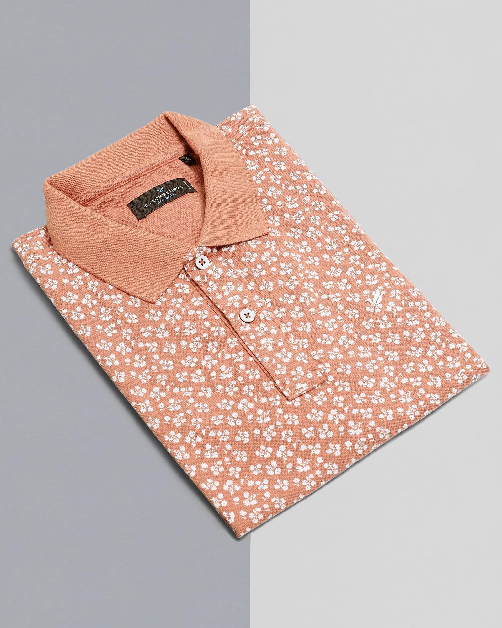 Printed Polo T Shirt In Bright Orange (Jane) - Blackberrys