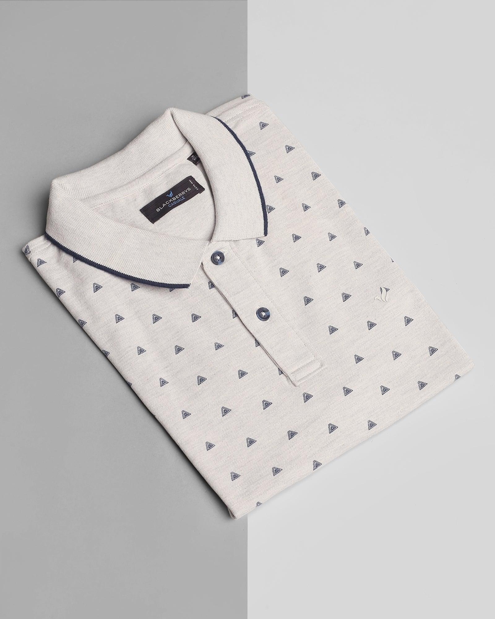 Polo Grey Melange Printed T Shirt - Flow