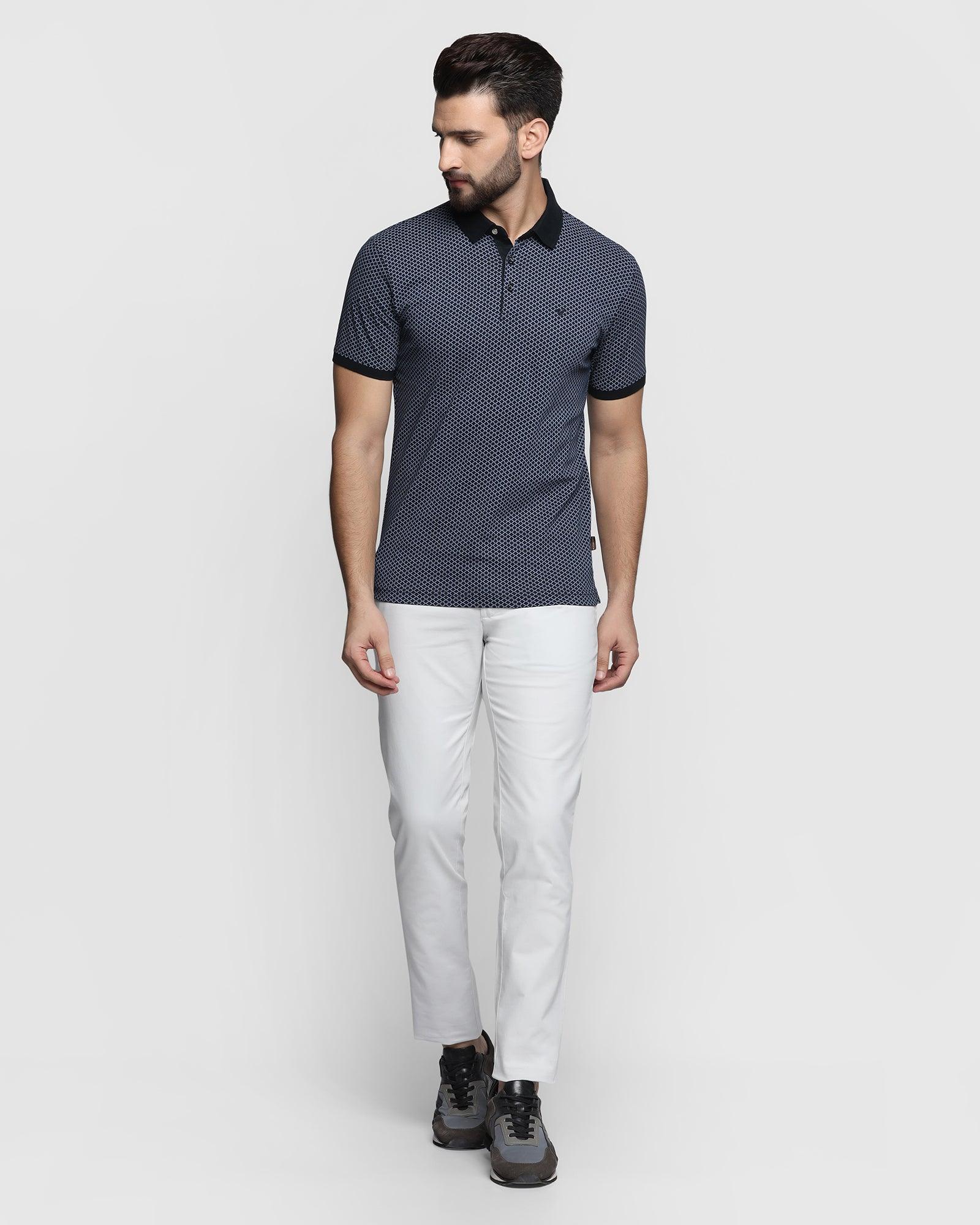 Louis Philippe Polo T-Shirts : Buy Louis Philippe Men Blue Printed Polo T- Shirt Online