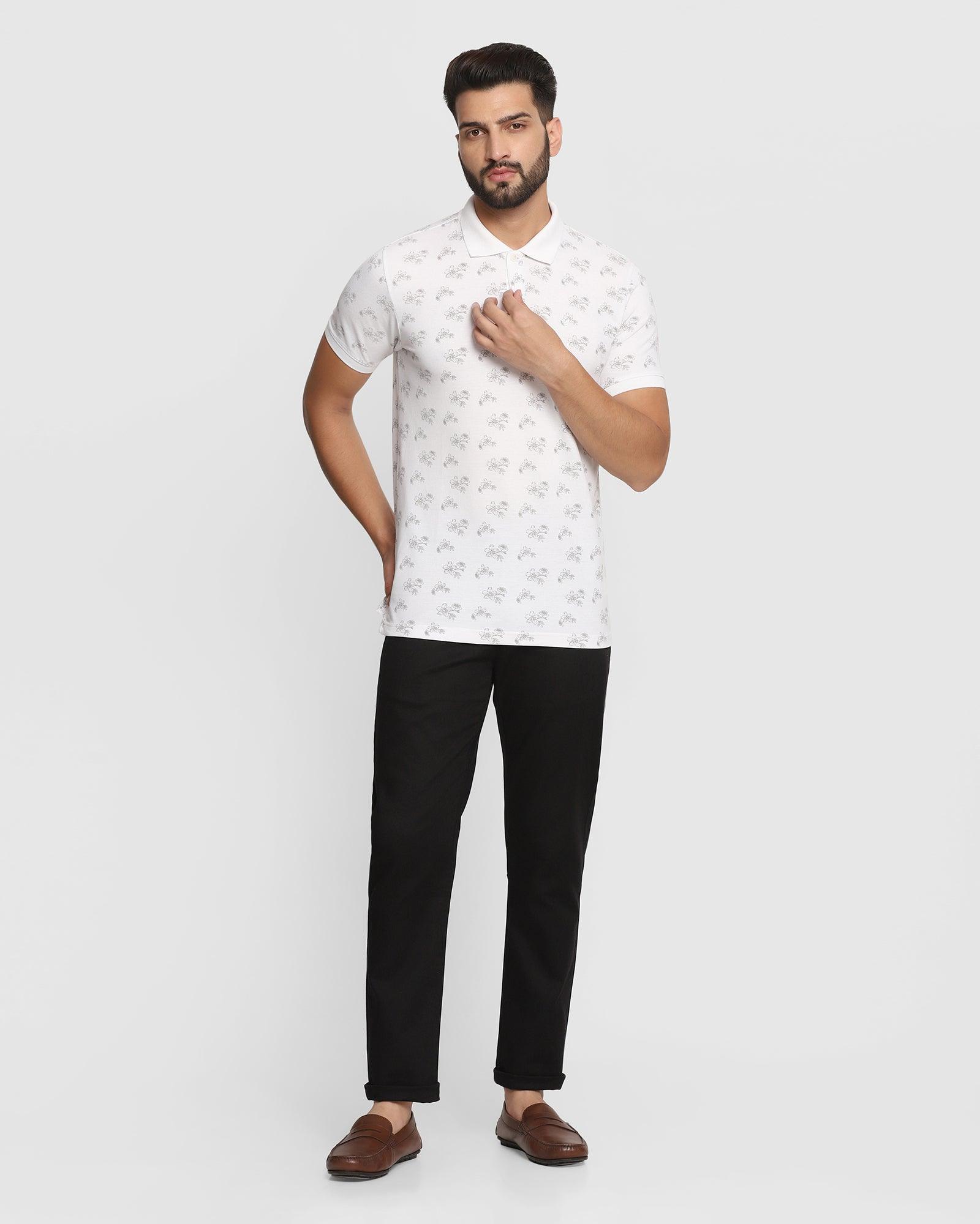 Polo White Printed T Shirt - Tamarind