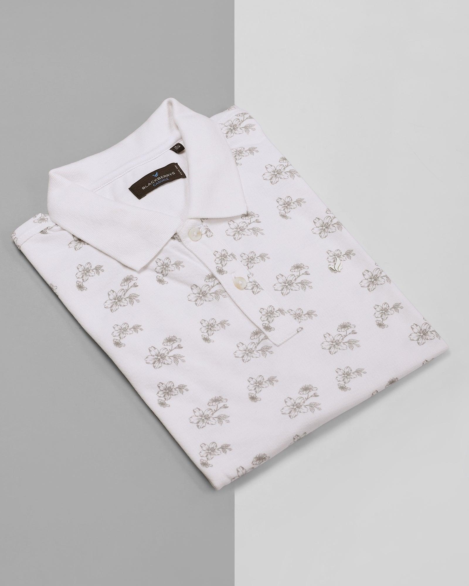 Polo White Printed T Shirt - Tamarind