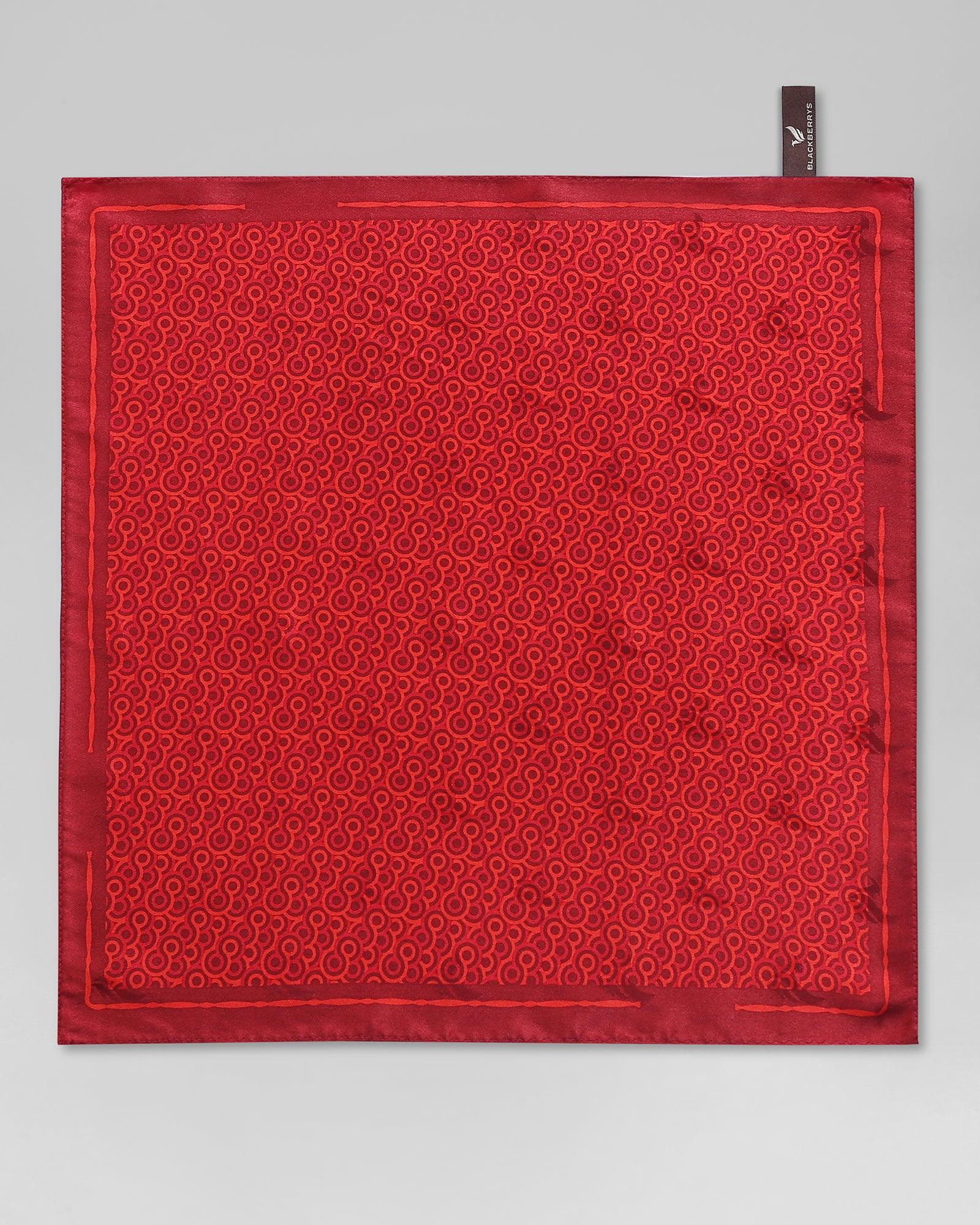 Silk Maroon Printed Pocket Square - Qutar