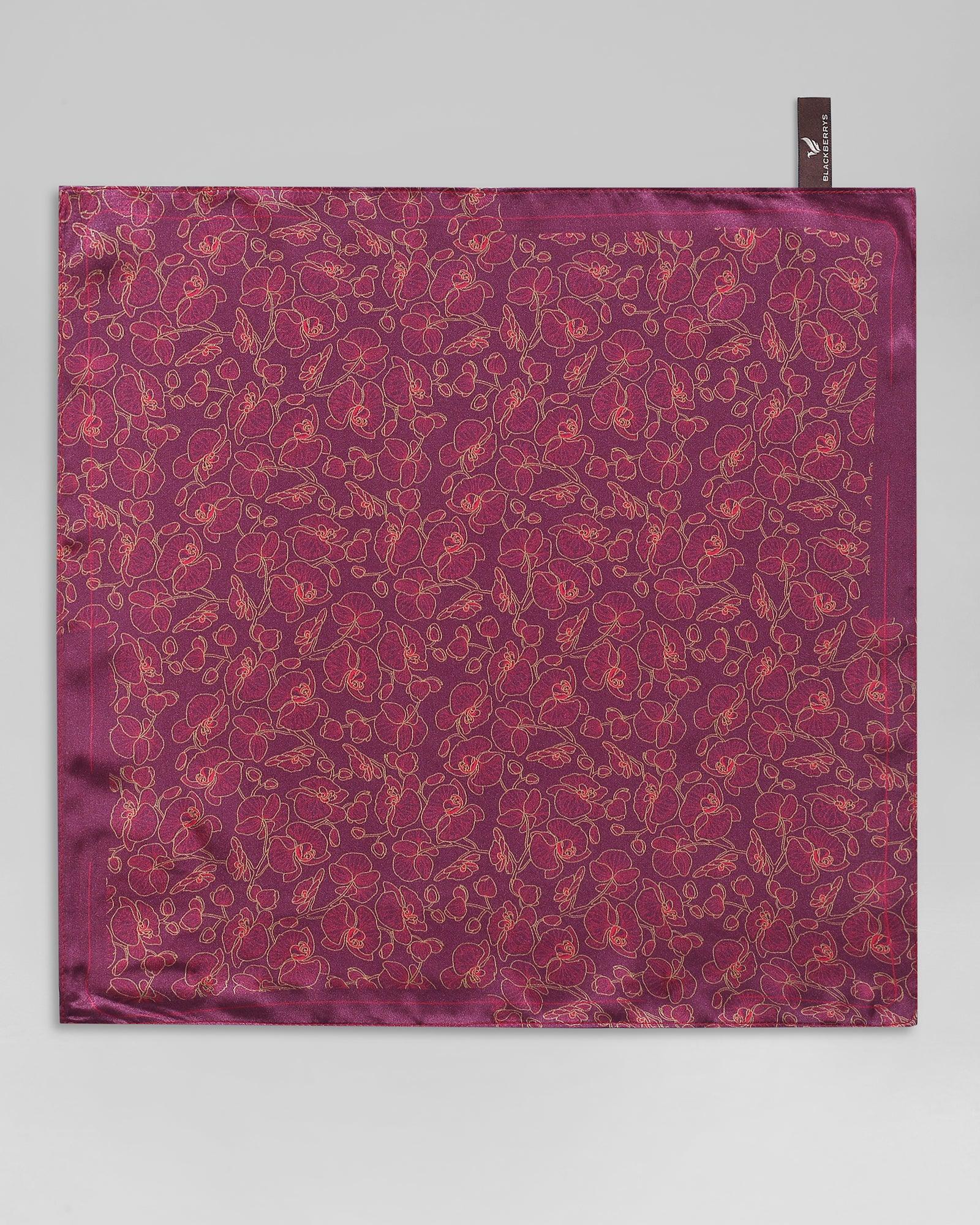 Silk Red Printed Pocket Square - Qaari