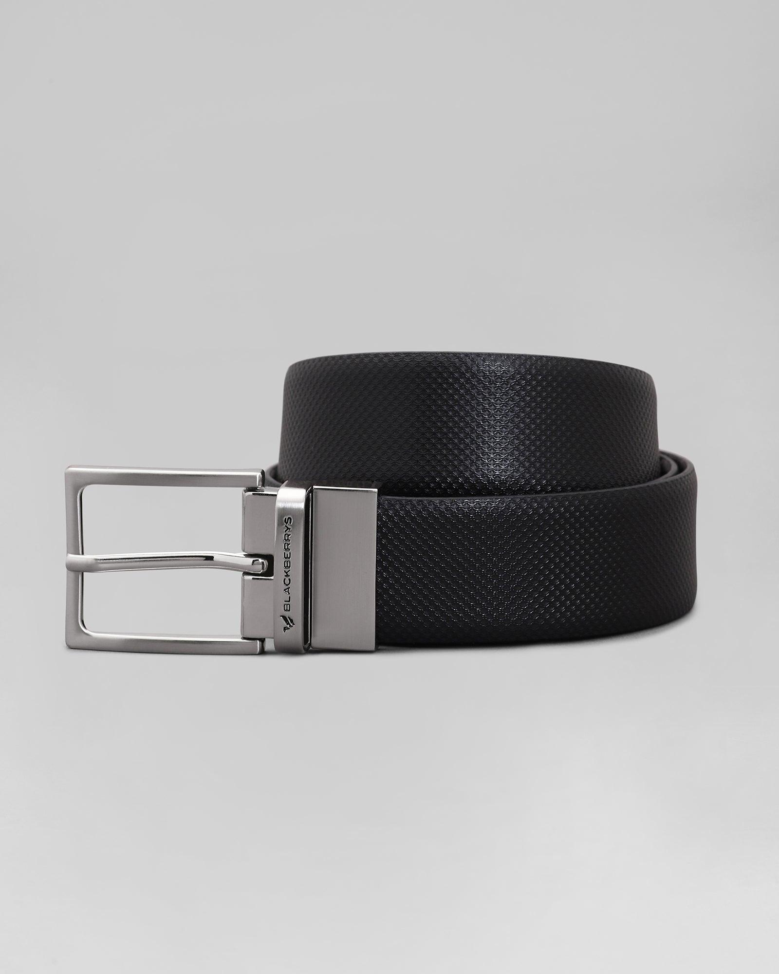Leather Reversible Black Brown Printed Belt - Parrot