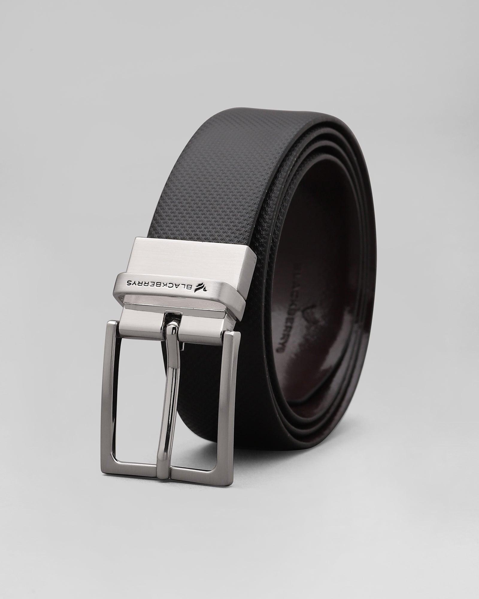 Leather Reversible Black Brown Printed Belt - Parrot