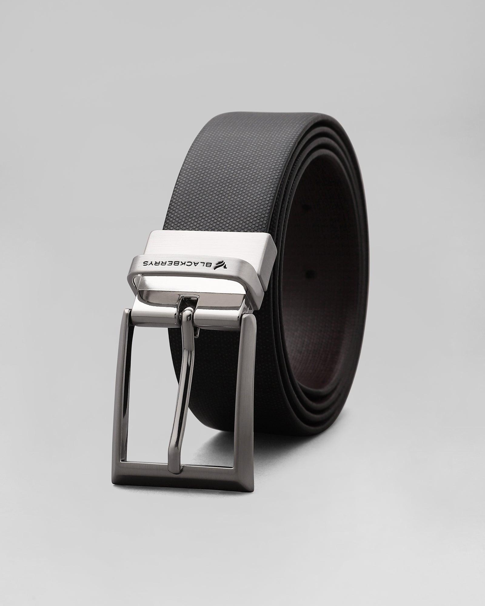 Leather Reversible Black Brown Printed Belt - Phoeb