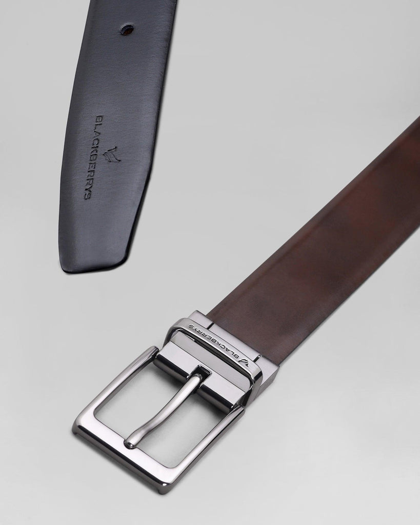 Leather Reversible Black & Brown Printed Belt - Prince