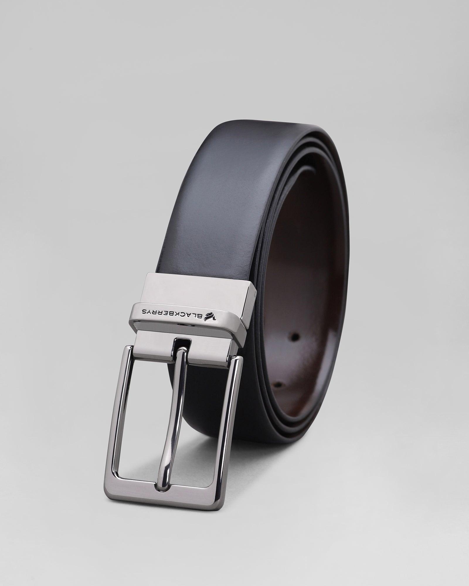 Leather Reversible Black Brown Printed Belt - Prince