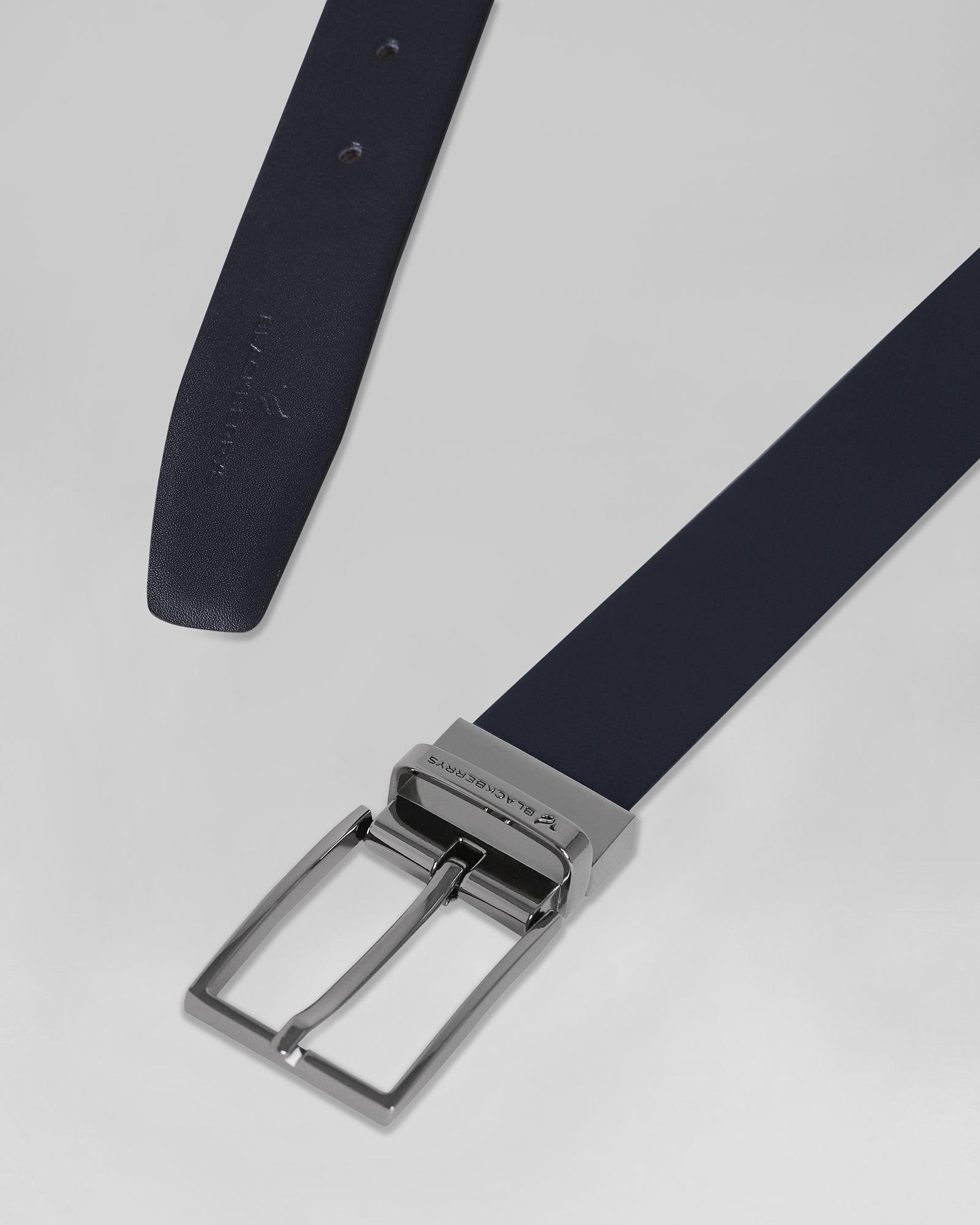 Leather Reversible Blue Tan Printed Belt - Plover