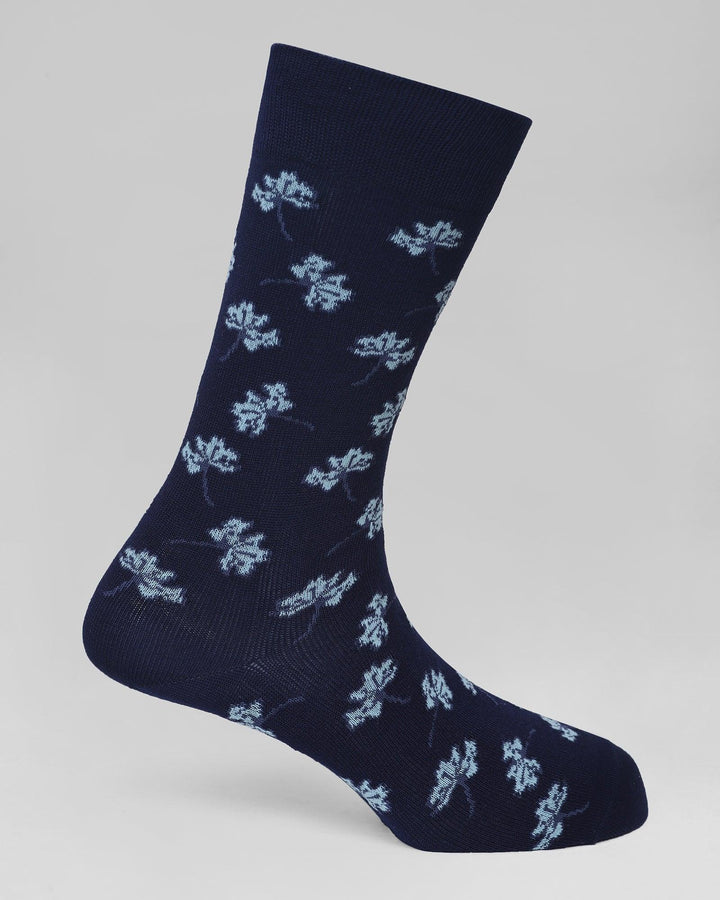 Cotton Deep Navy Printed Socks - Opal