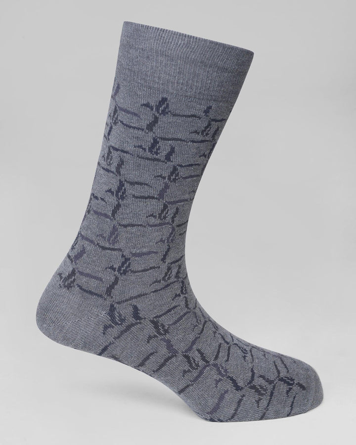 Cotton Grey Printed Socks - Okuja