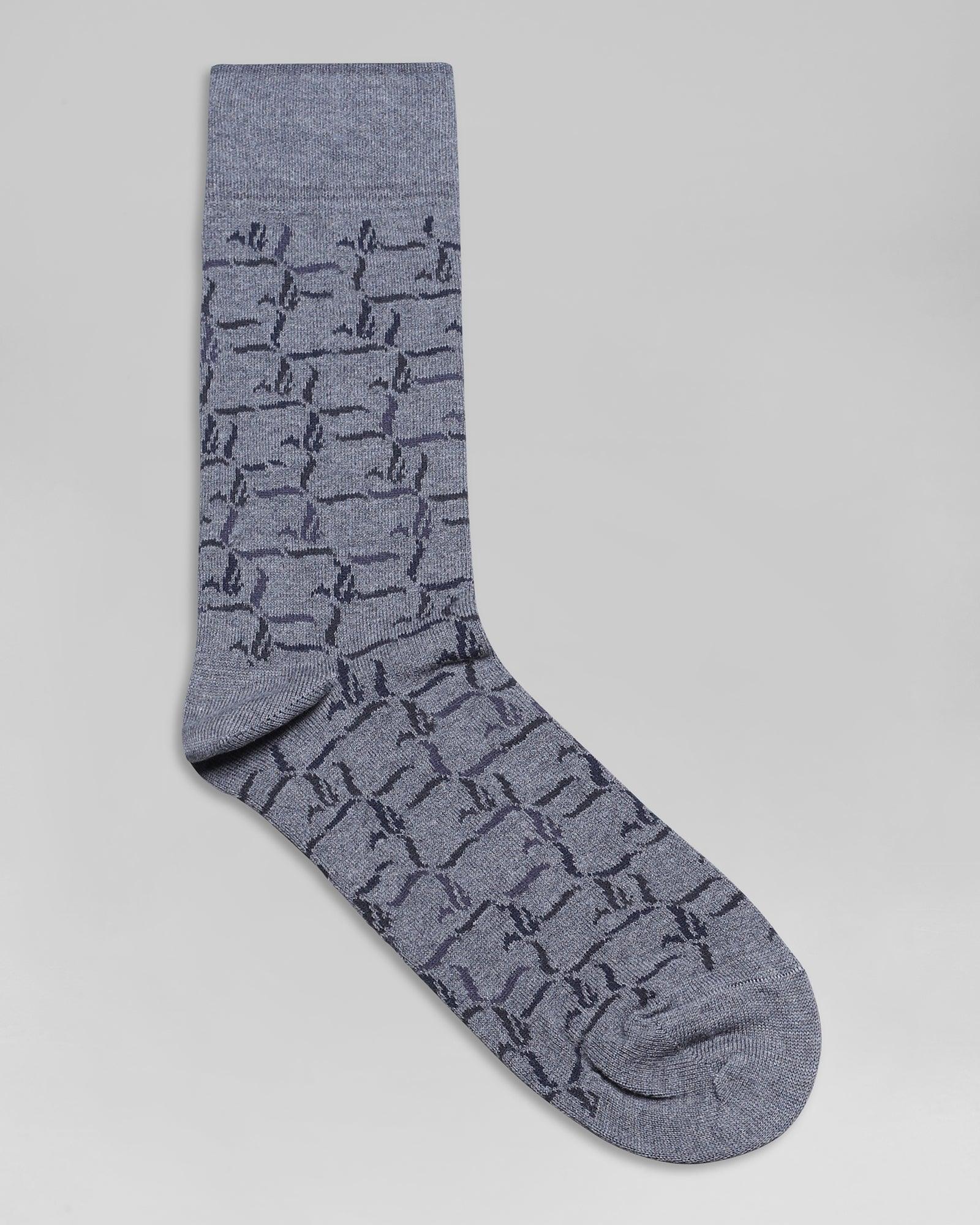Cotton Grey Printed Socks - Okuja