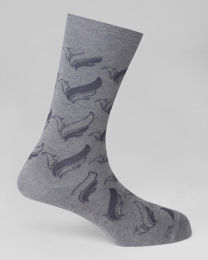 Cotton Grey Printed Socks - Owner