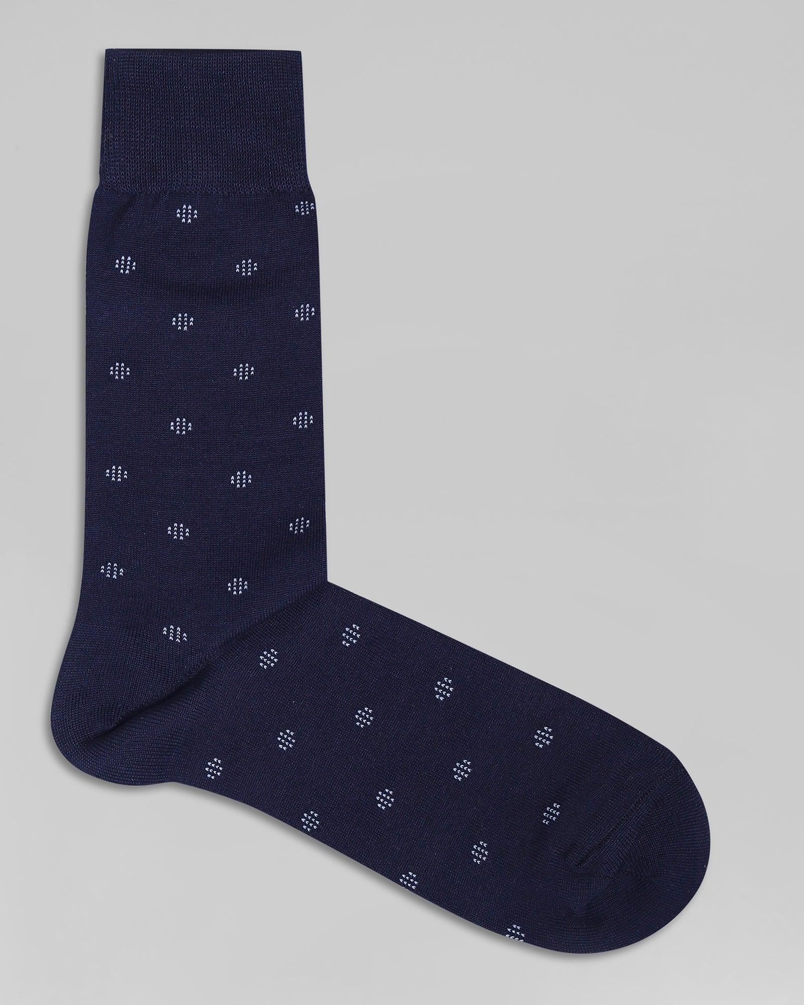 Cotton Dark Navy Printed Socks - Orek