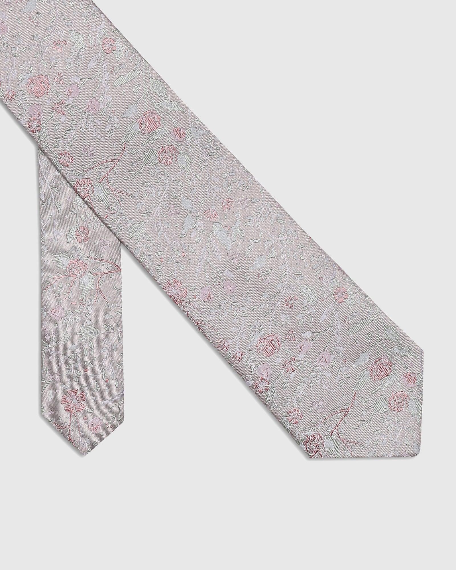 Silk Beige Printed Tie - Sreon