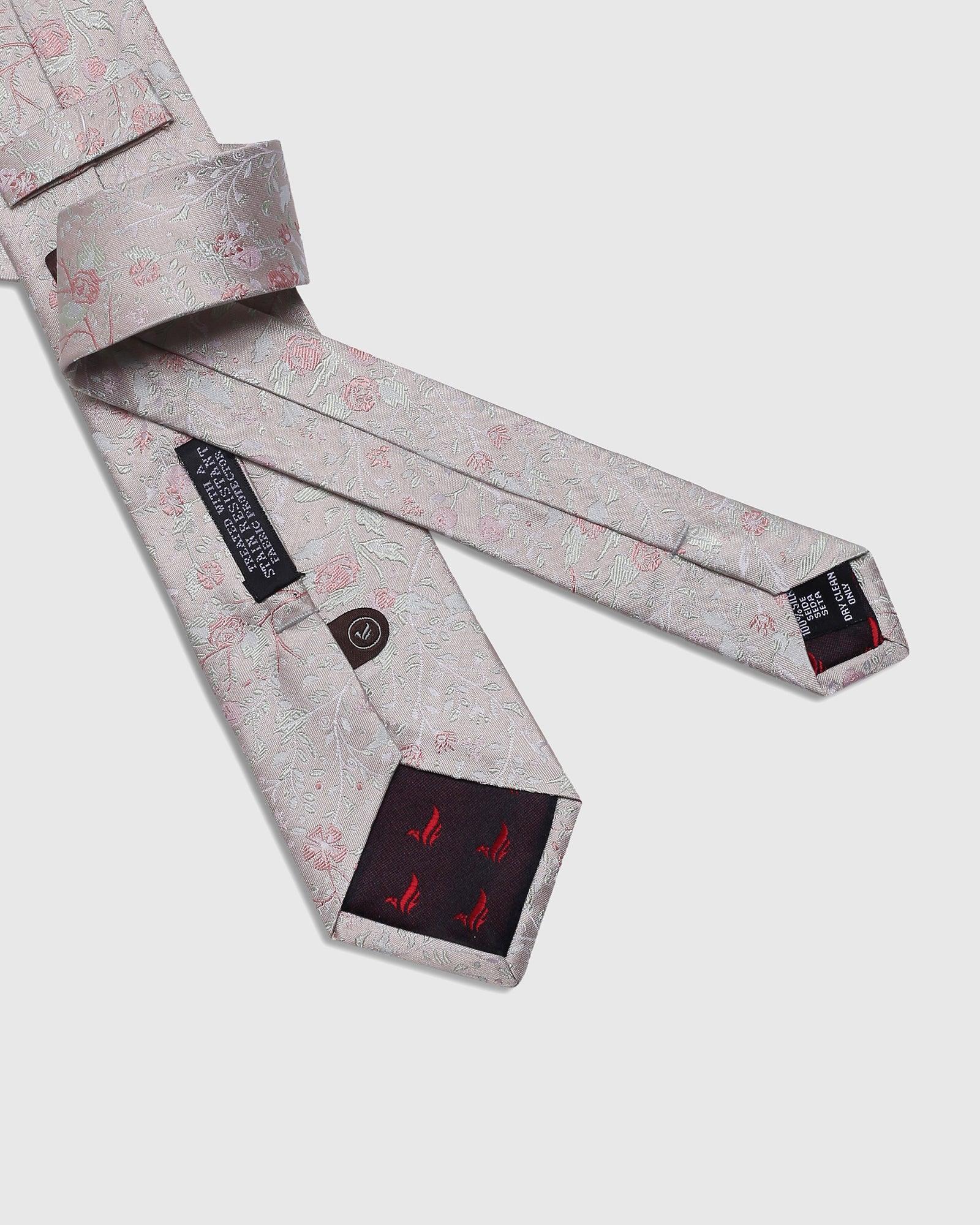 Silk Beige Printed Tie - Sreon