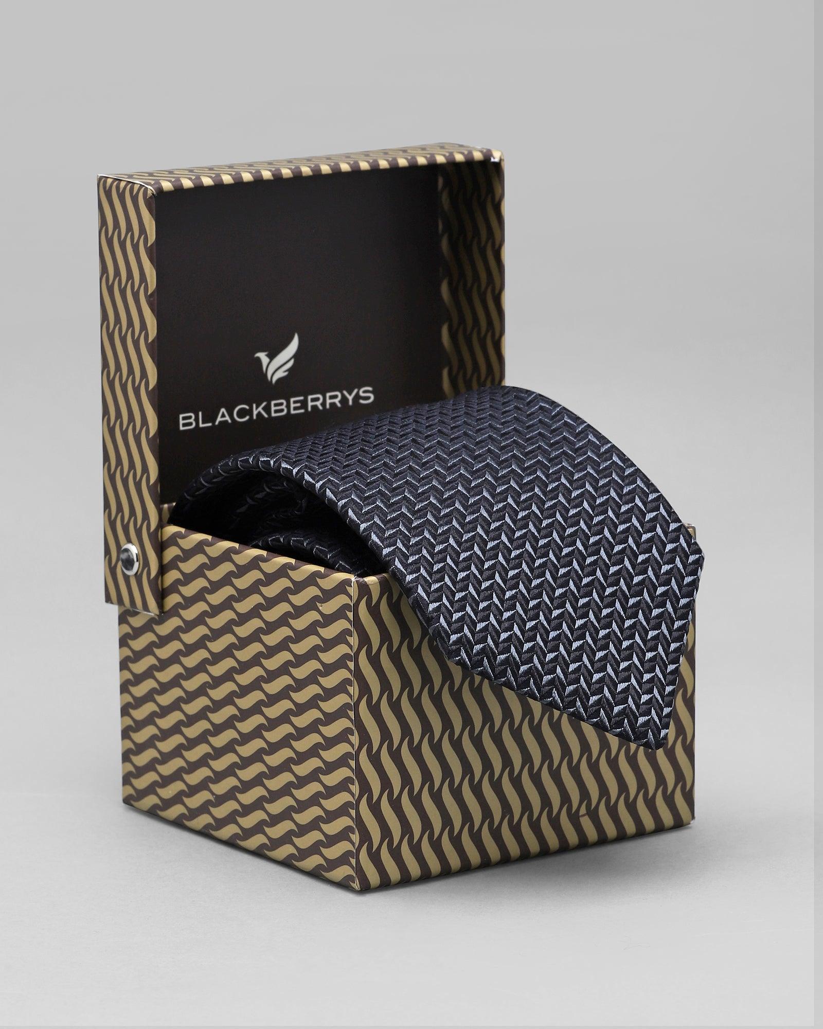 Silk Black Printed Tie - Qualiz