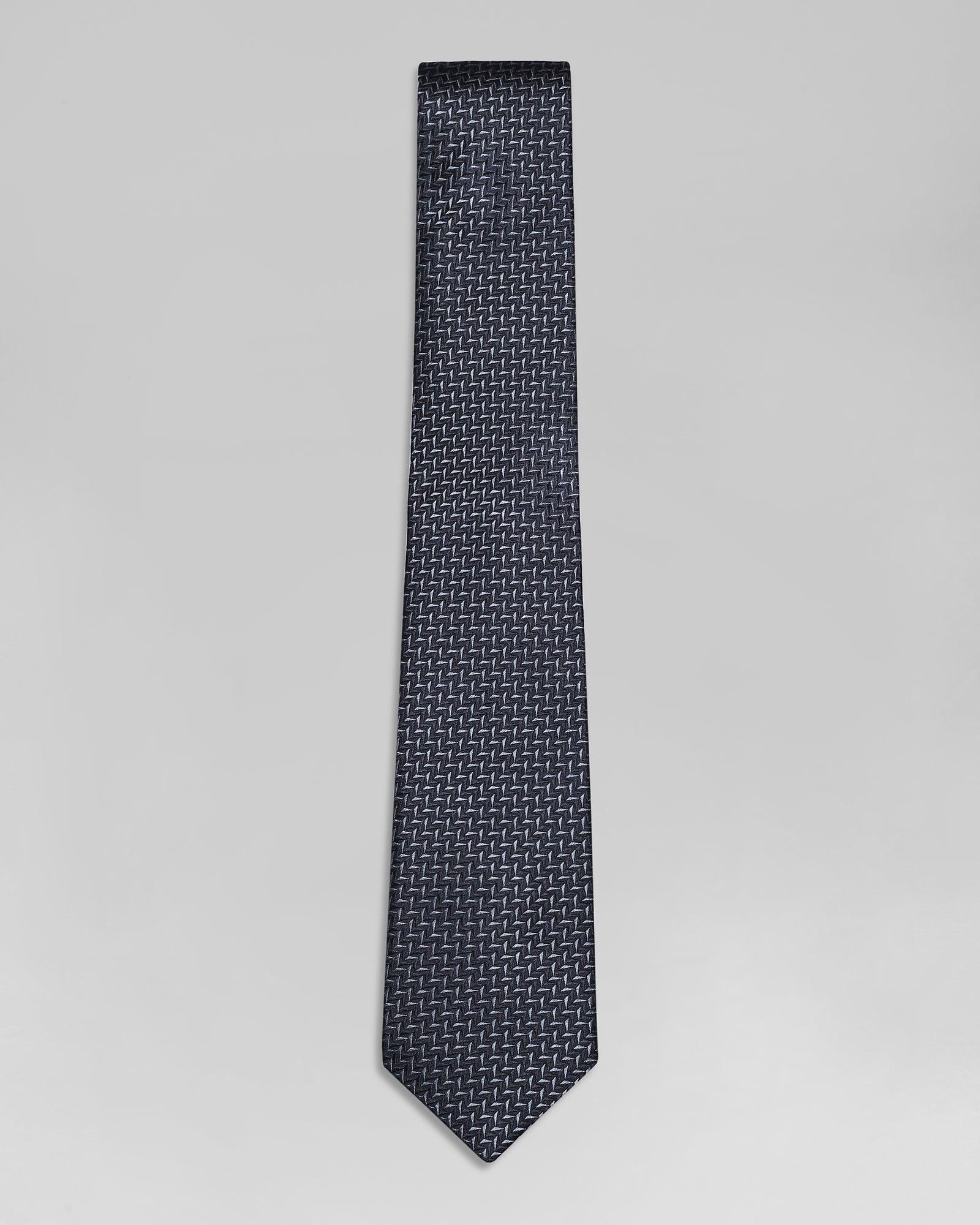 Silk Black Printed Tie - Qualiz