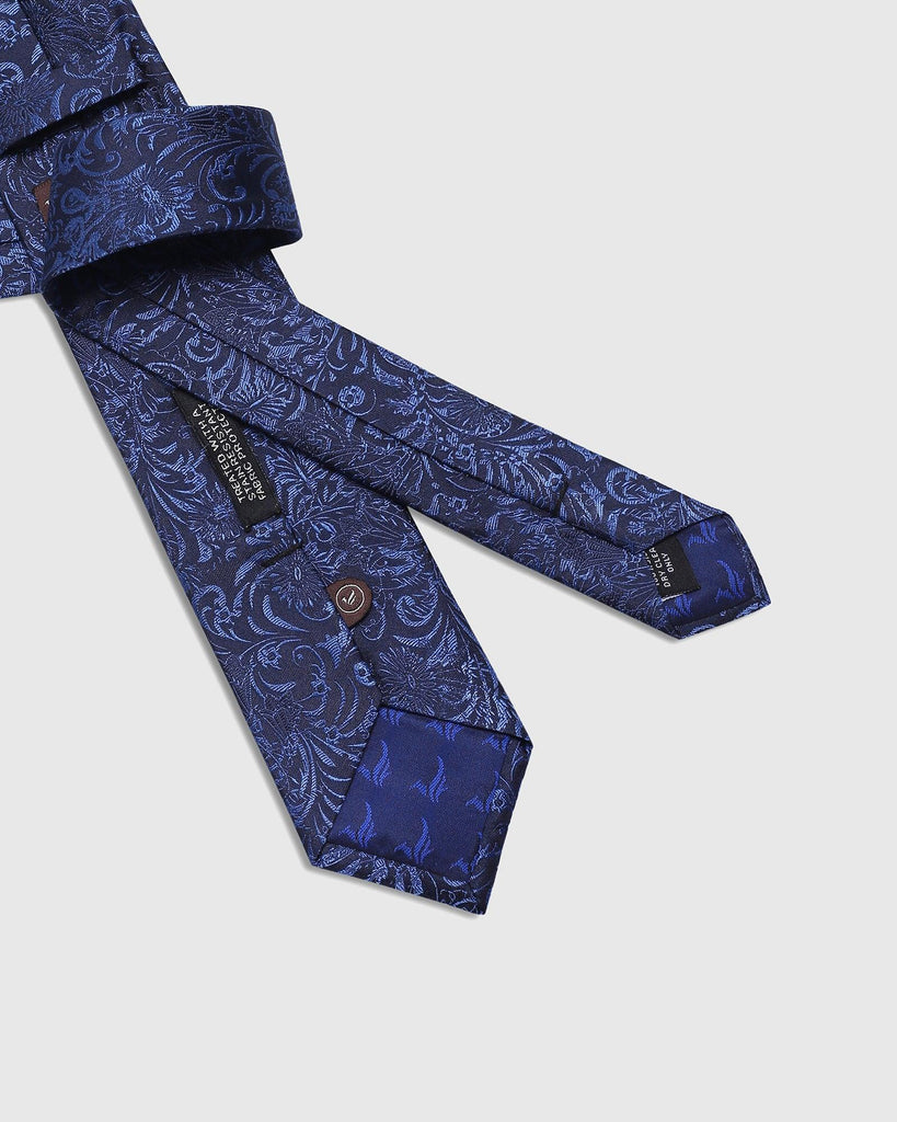 Silk Blue & Navy Printed Tie - Sancha