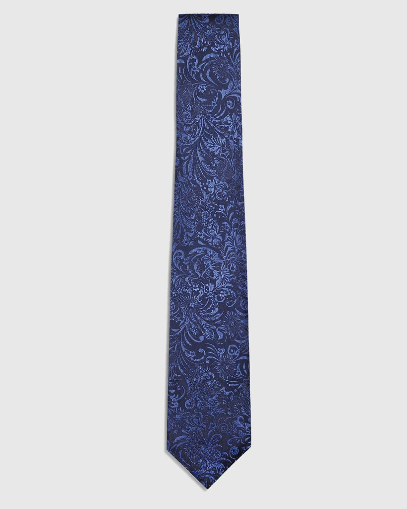 Silk Blue & Navy Printed Tie - Sancha