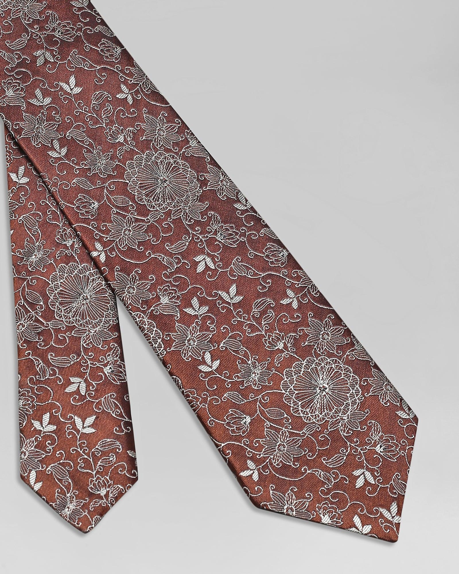 Silk Brown Printed Tie - Quintesa