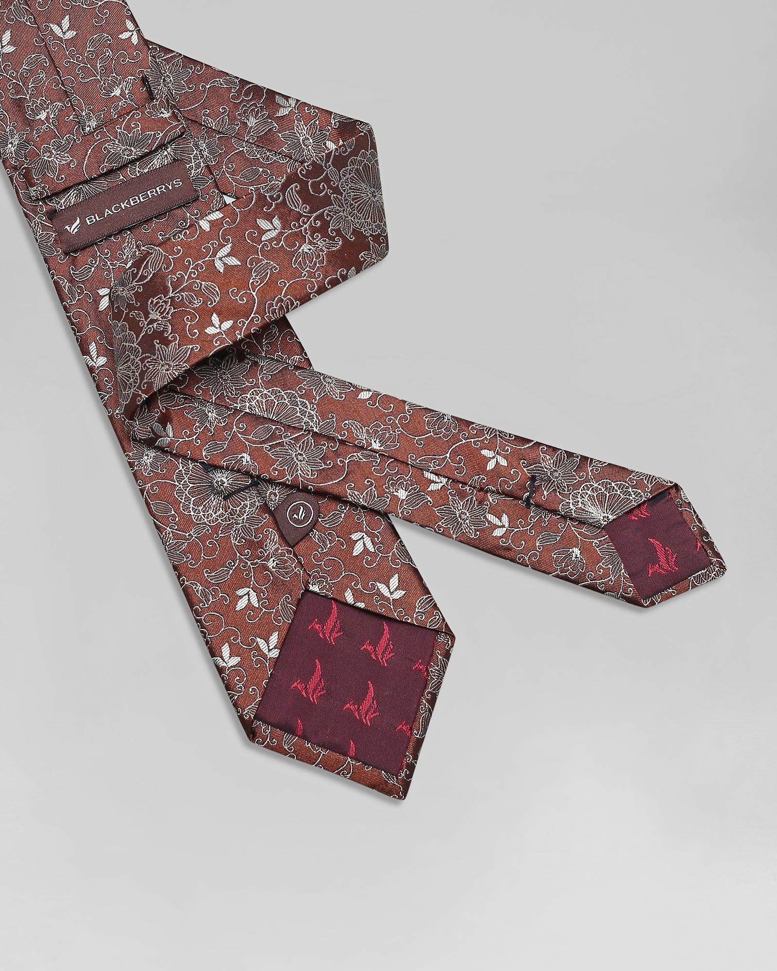 Silk Brown Printed Tie - Quintesa