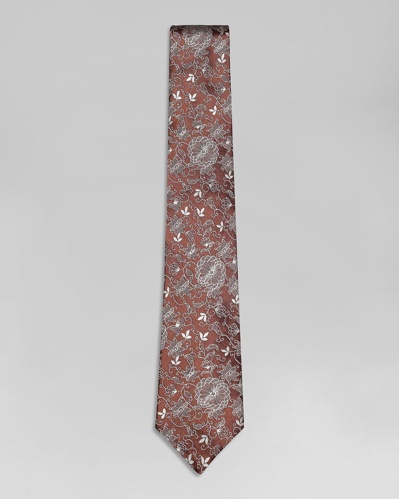 Silk Brown Printed Tie - Quintesa