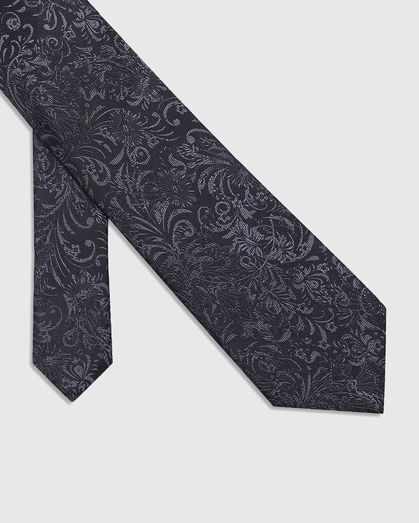 Silk Charcoal Grey Printed Tie - Sancha