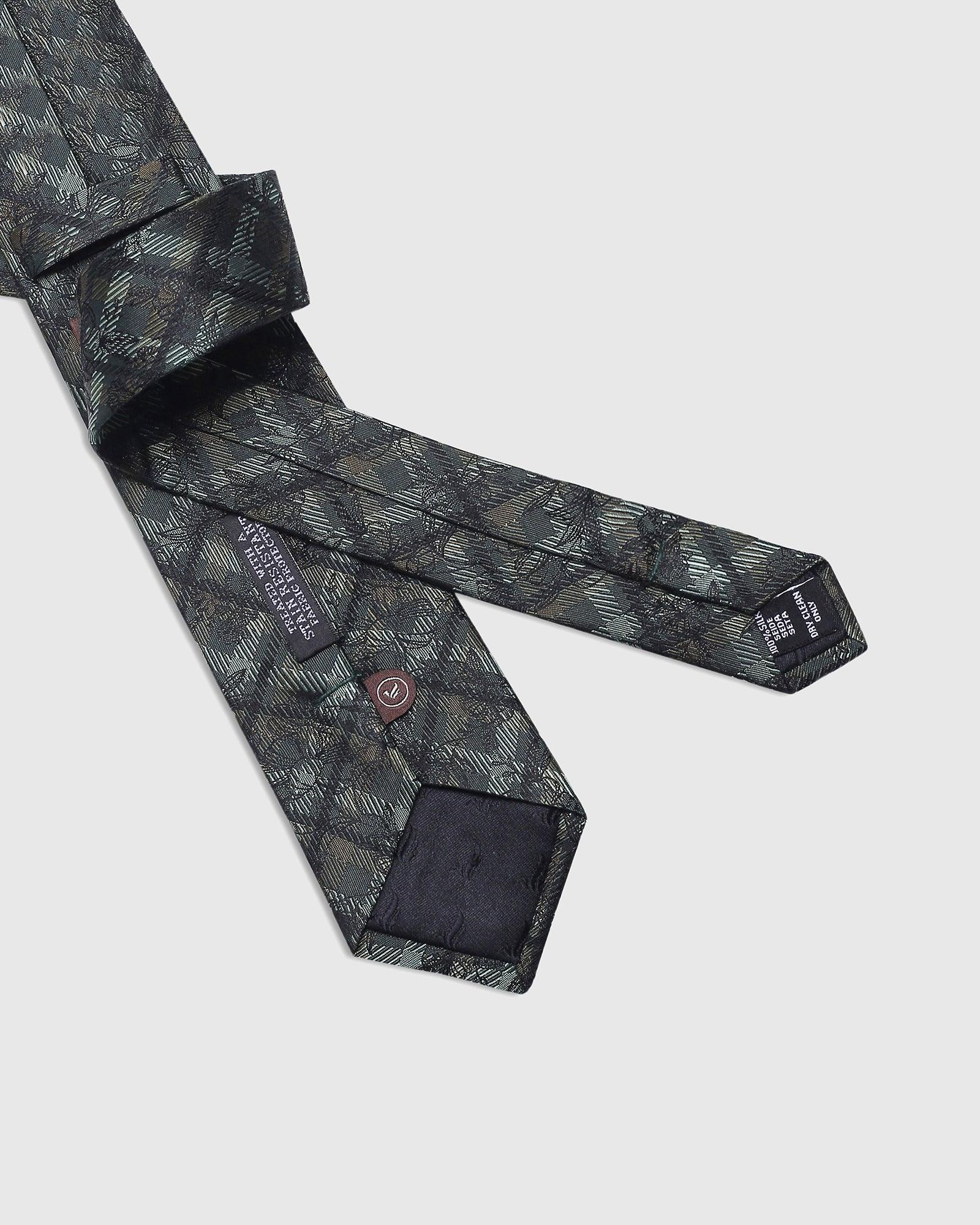 Silk Dark Green Printed Tie - Saver