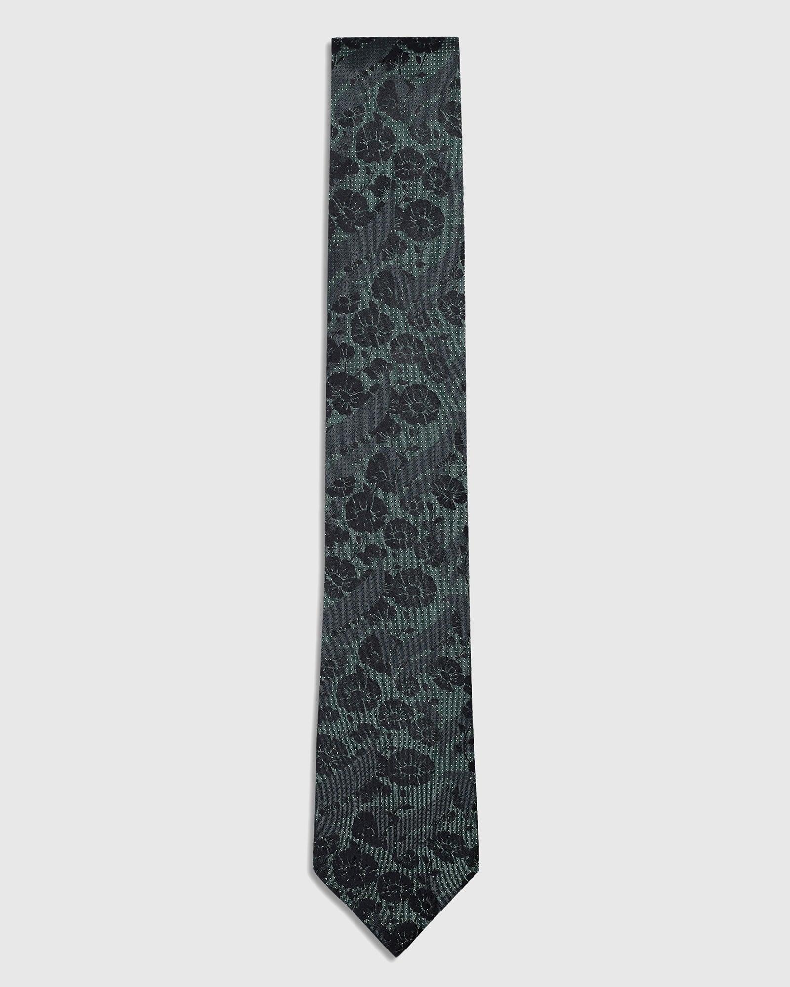 Silk Dark Green Printed Tie - Siena