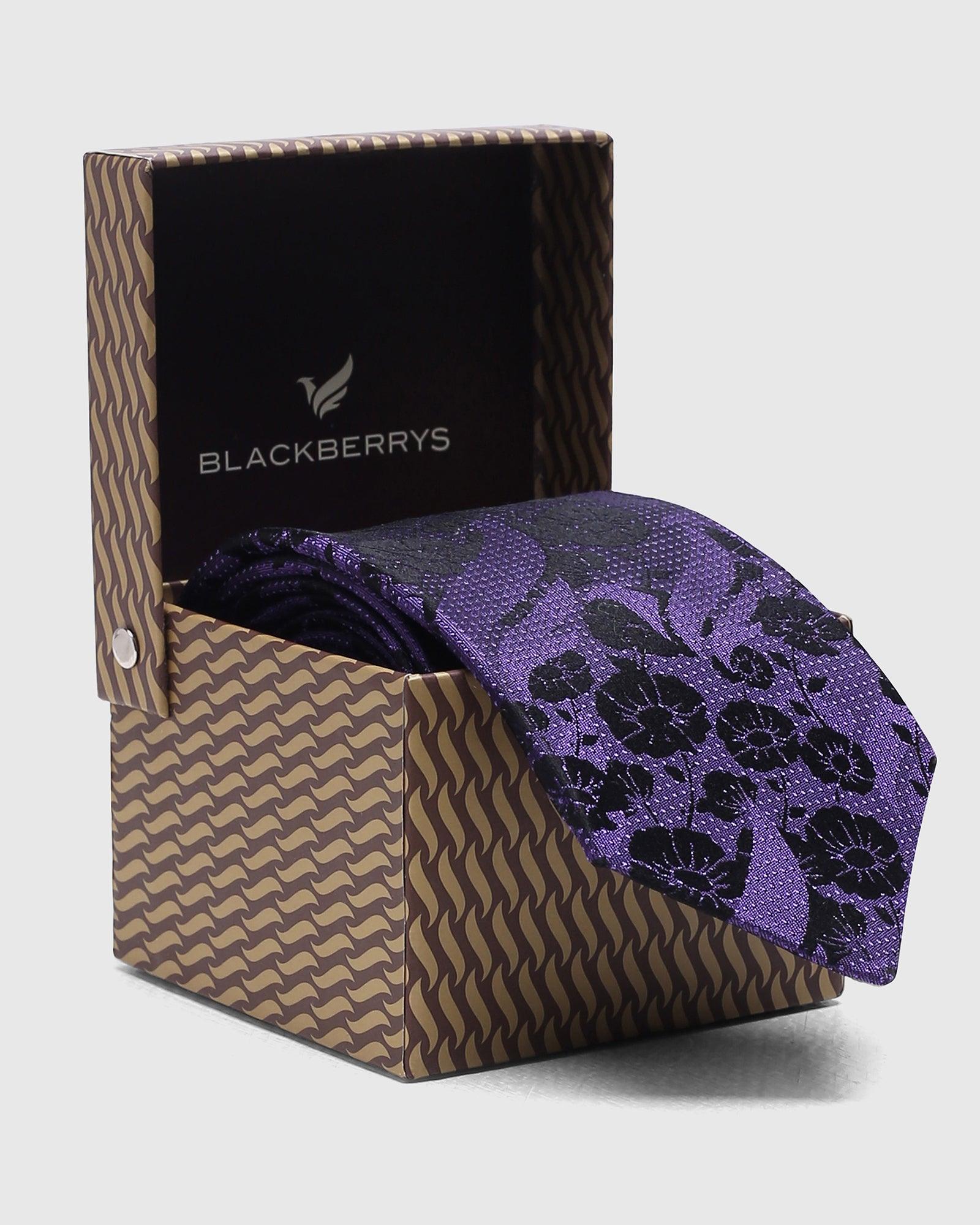 Silk Dark Purple Printed Tie - Siena