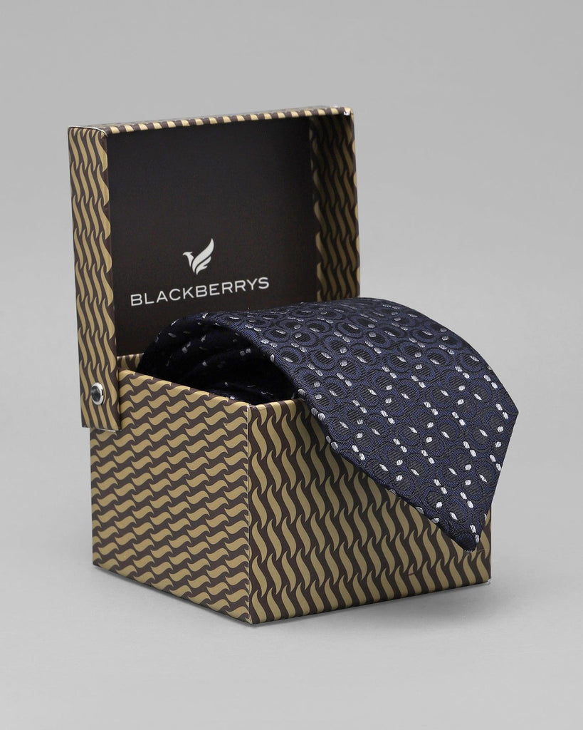 Silk Deep Navy Printed Tie - Qahir