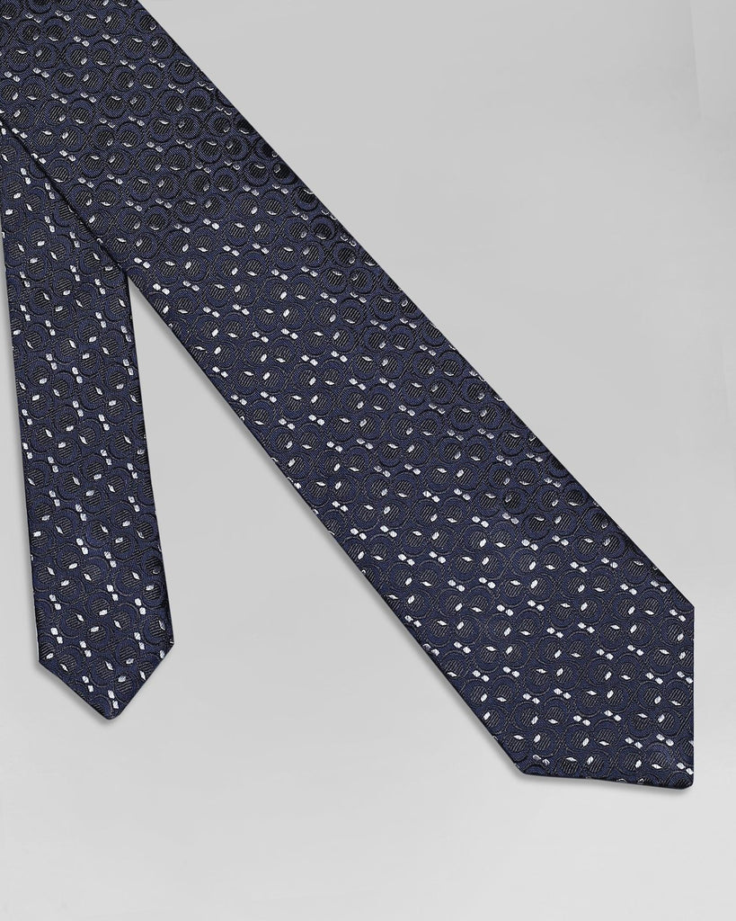 Silk Deep Navy Printed Tie - Qahir