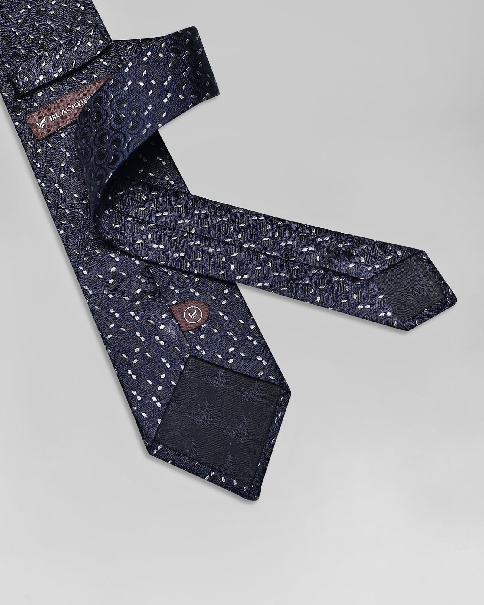 Silk Deep Navy Printed Tie - Qahir