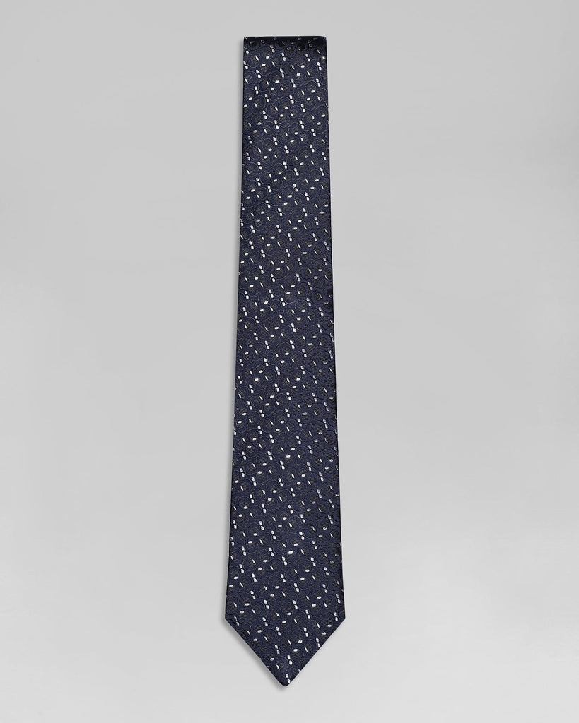 Silk Deep Navy Printed Tie - Qahir