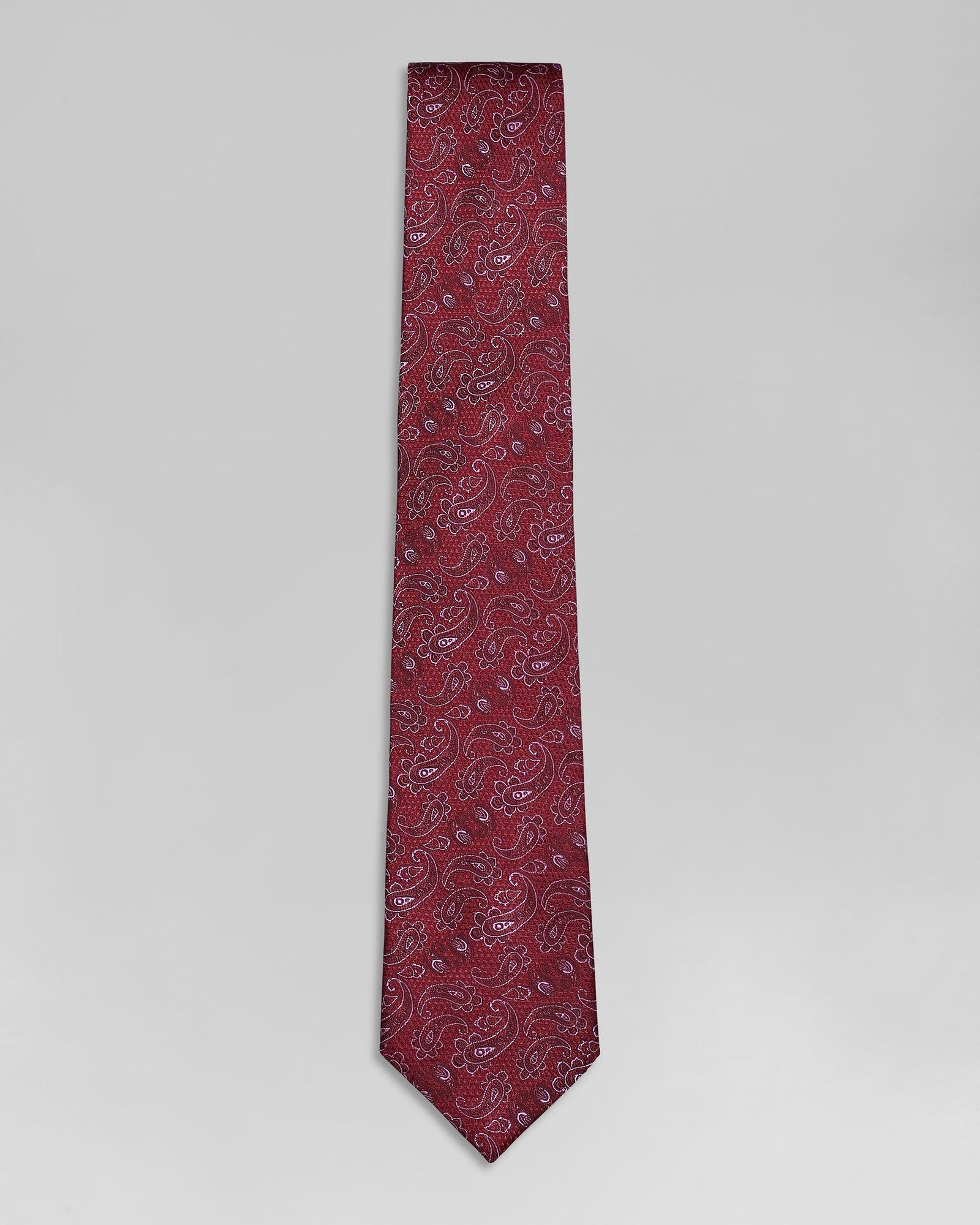 Silk Maroon Printed Tie - Qasif