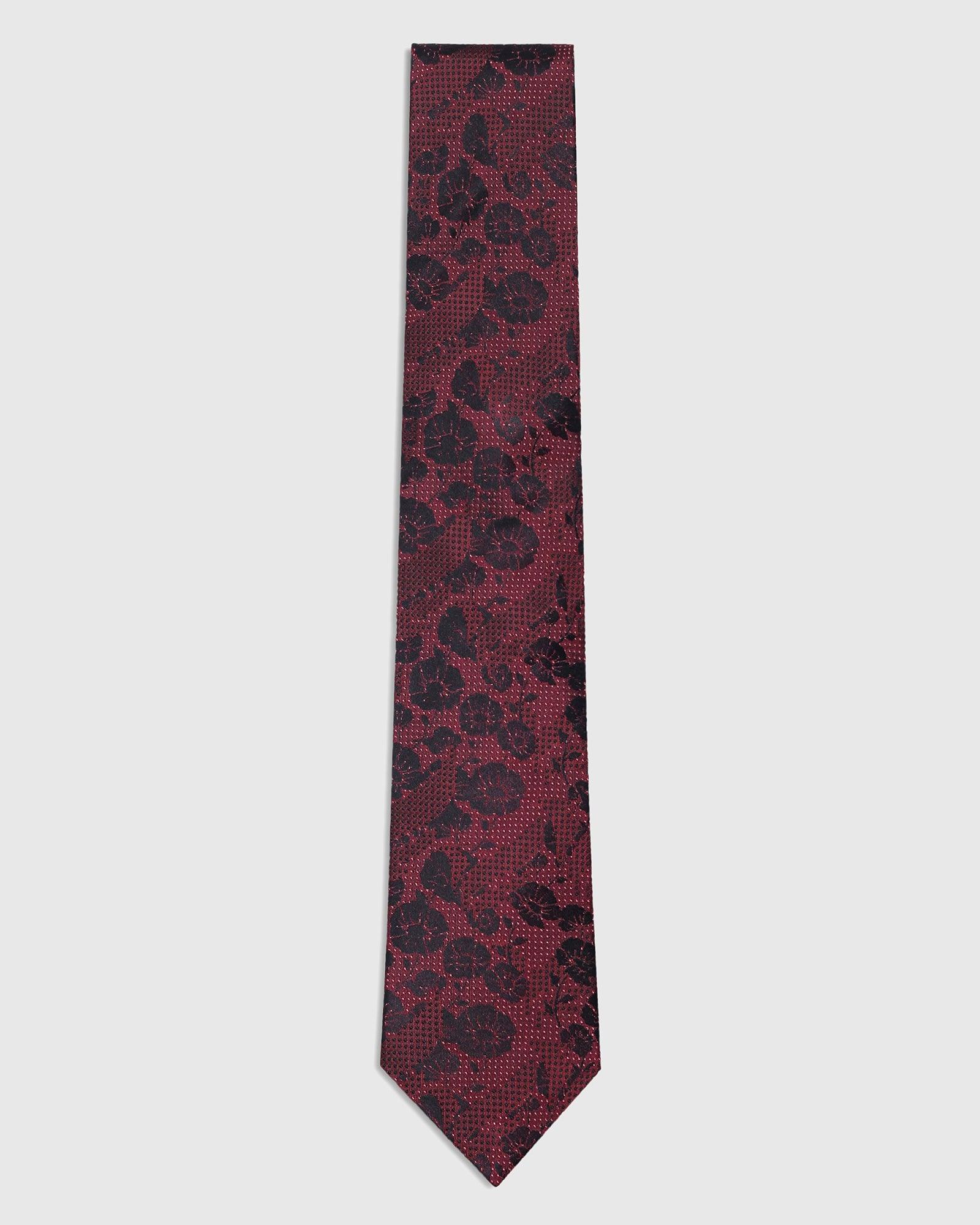 Silk Maroon Printed Tie - Siena