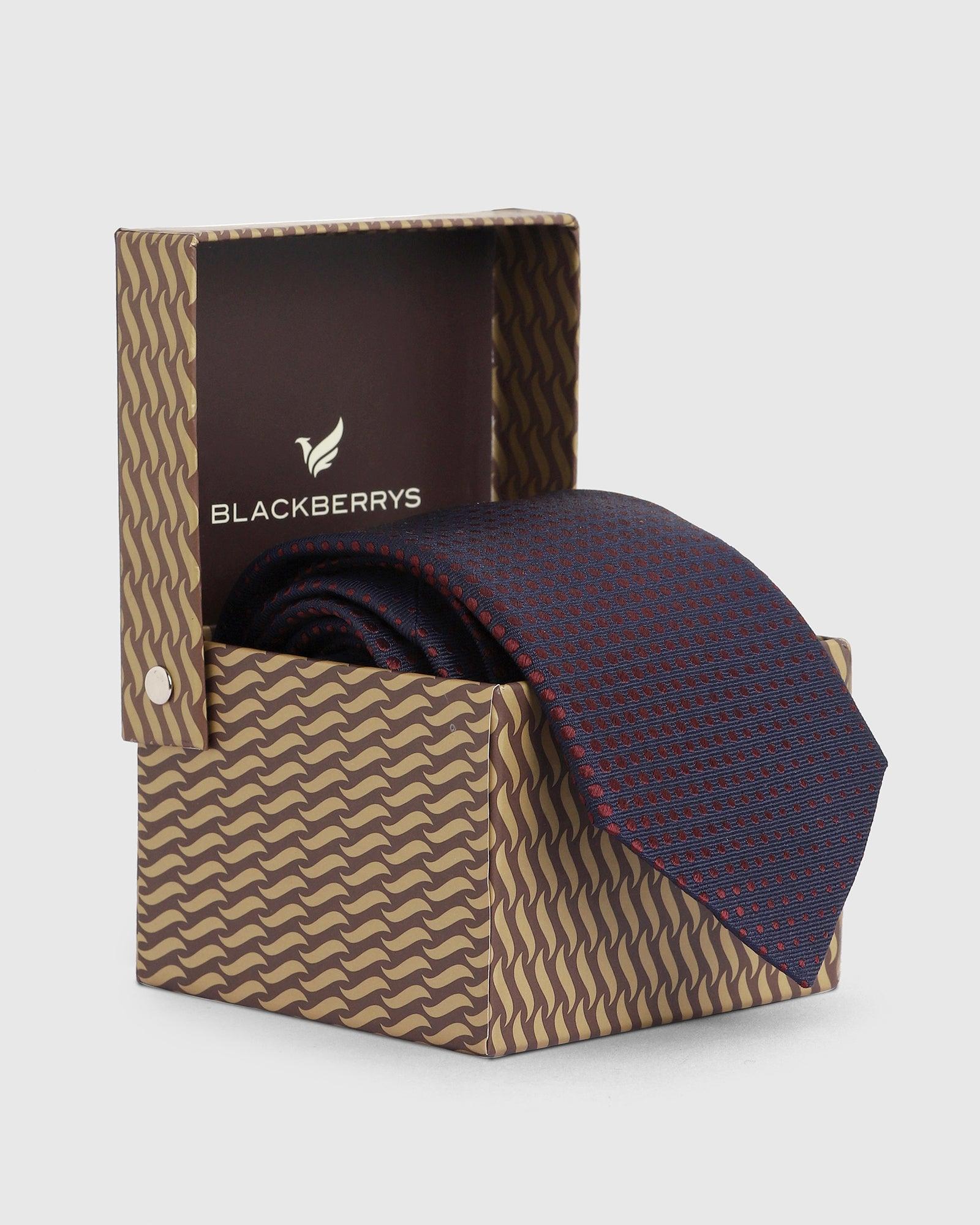 Printed Silk Tie In Navy (Imogene) - Blackberrys