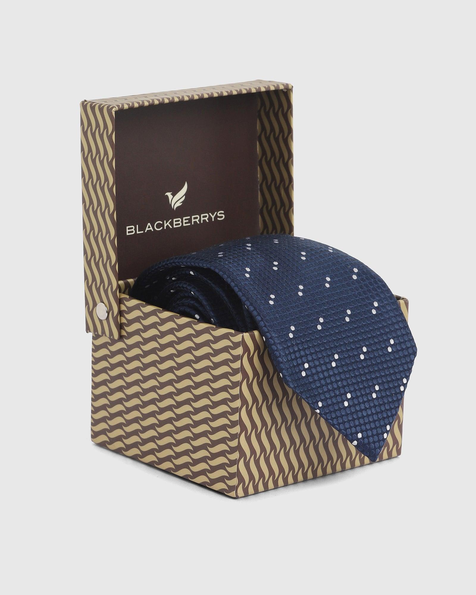 Printed Silk Tie In Navy (Izet) - Blackberrys