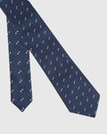 Printed Silk Tie In Navy (Izet) - Blackberrys