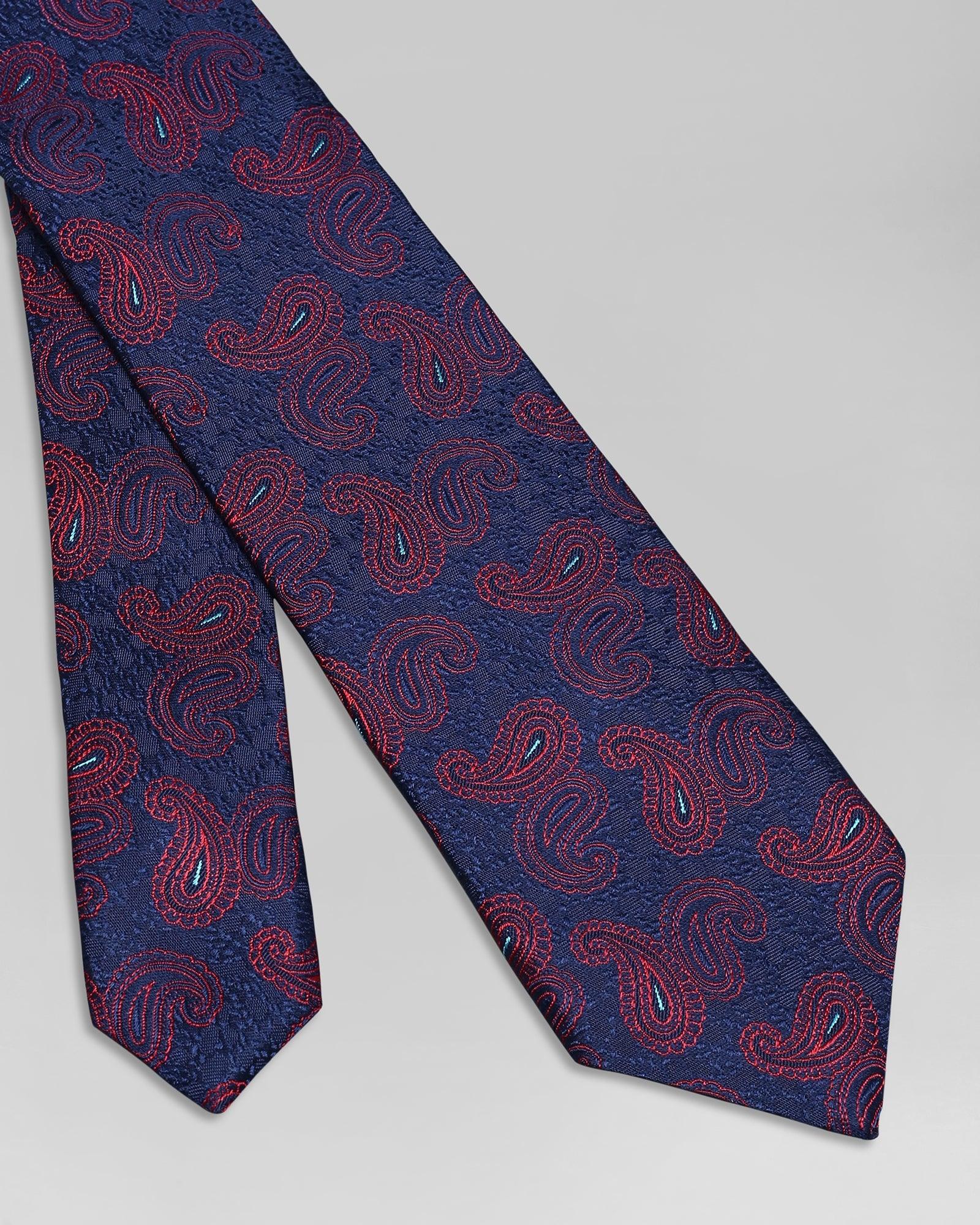 Silk Navy Printed Tie - Qalaba