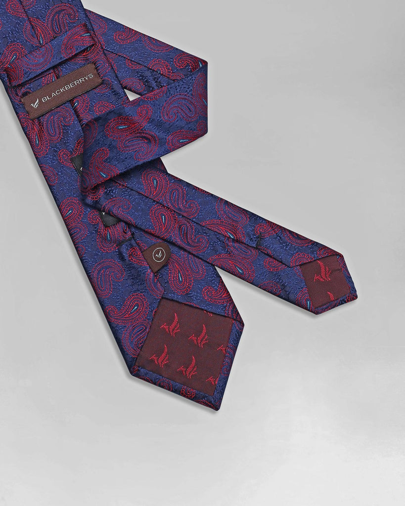 Silk Navy Printed Tie - Qalaba